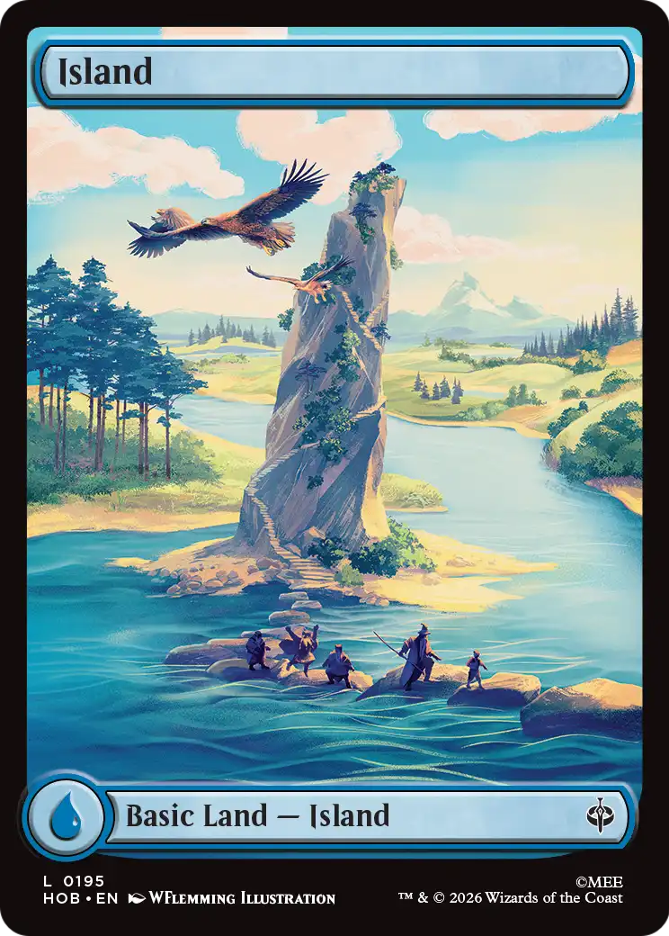 Island, The Hobbit #195, full art foil, illustrated by WFlemming Illustration