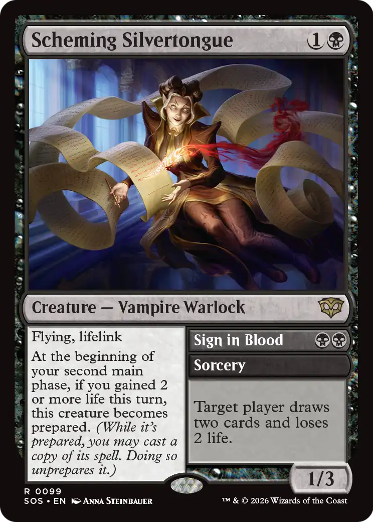Scheming Silvertongue // Sign in Blood - (SOS) #99 (Foil)
